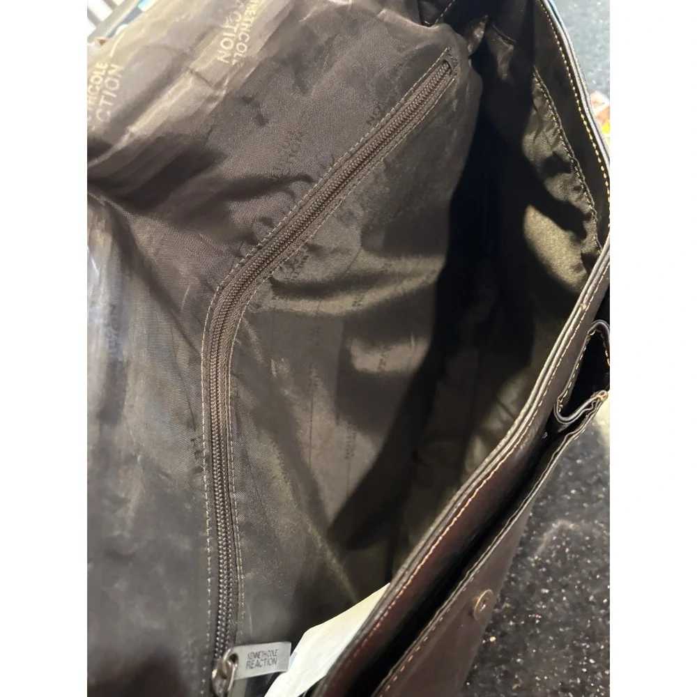 KENNETH COLE REACTION Messenger‎ Briefcase Brown Leather Laptop Bag